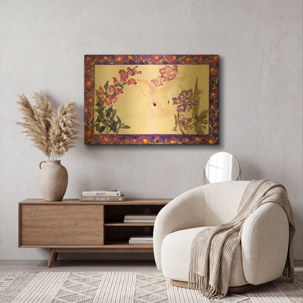 'Aster Bunny' By Carissa Luminess Gold Metal Wall Art