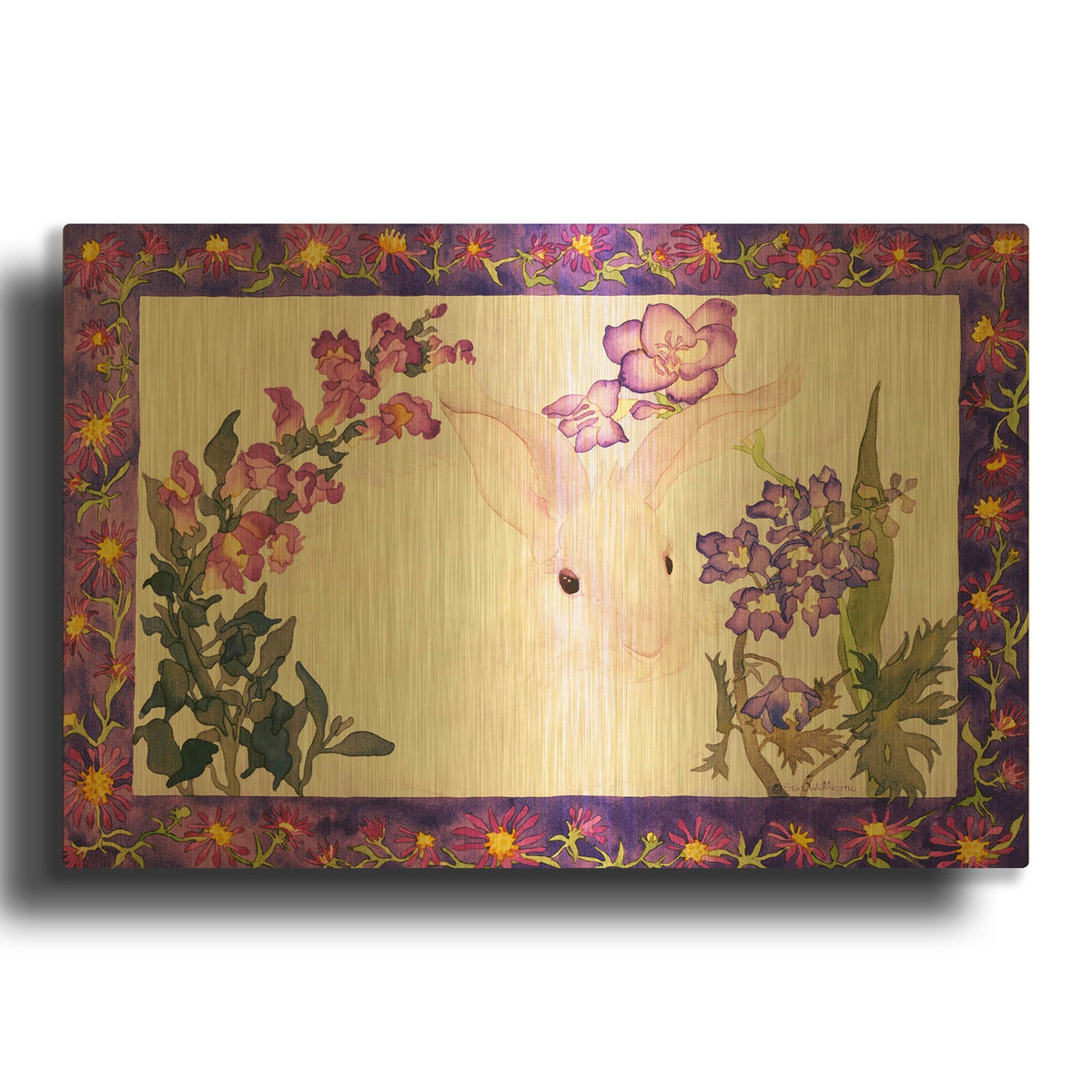 'Aster Bunny' By Carissa Luminess Gold Metal Wall Art