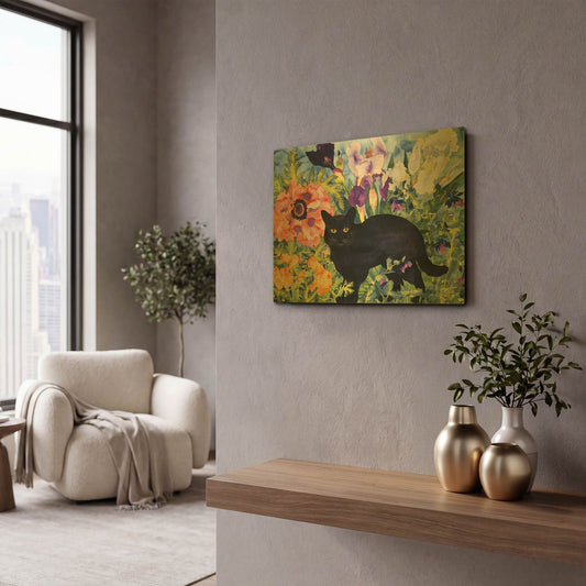 'Black Cat Magic' By Carissa Luminess Gold Metal Wall Art