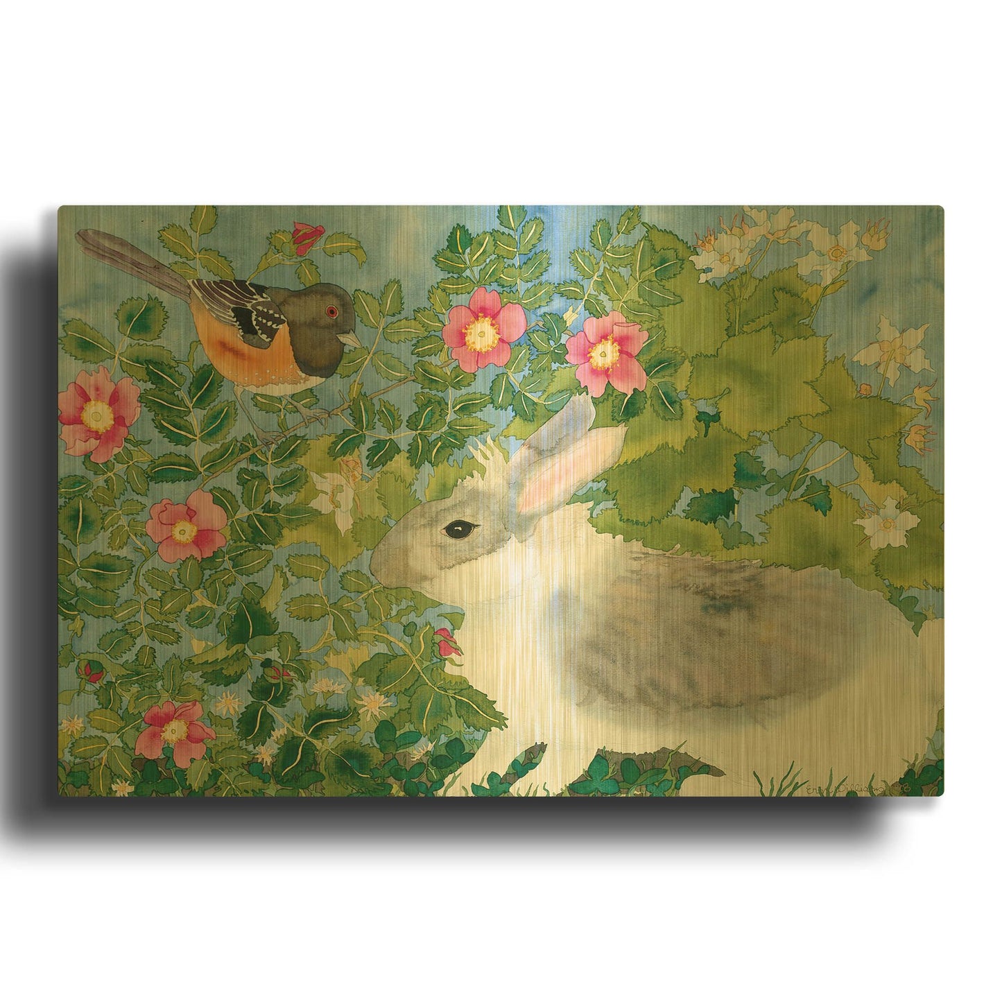 'Bunny with Towee' By Carissa Luminess Gold Metal Wall Art