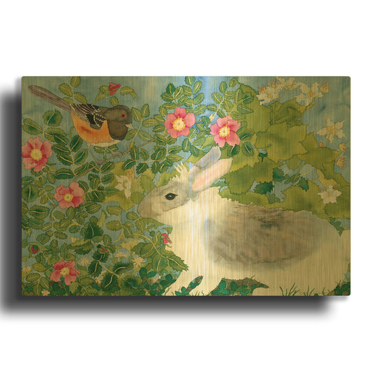 'Bunny with Towee' By Carissa Luminess Gold Metal Wall Art