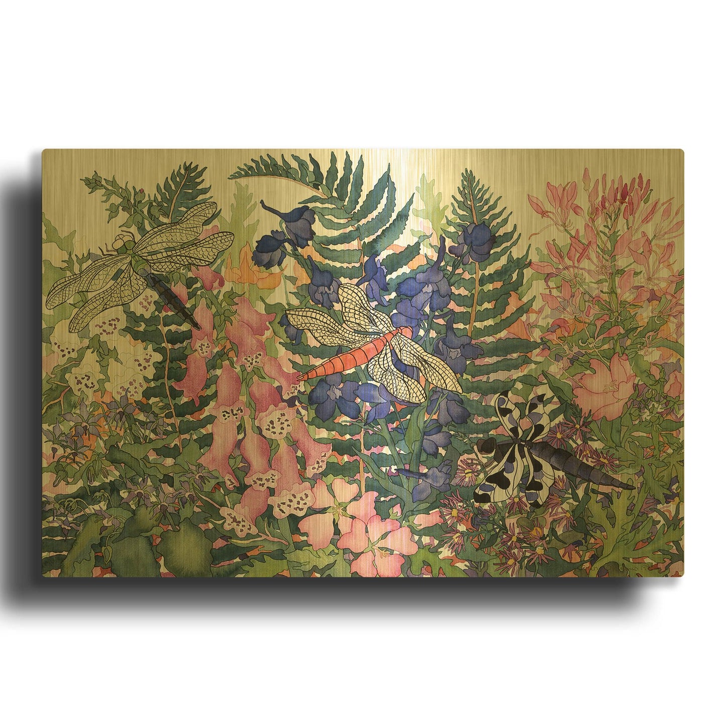 'Dragonflies' By Carissa Luminess Gold Metal Wall Art