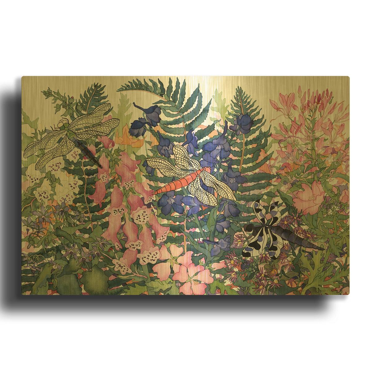 'Dragonflies' By Carissa Luminess Gold Metal Wall Art