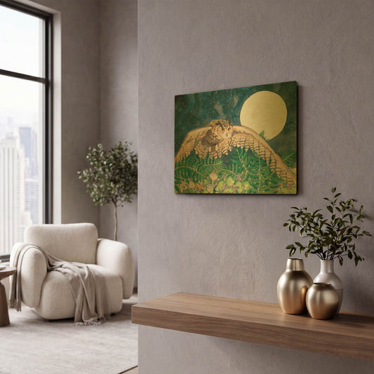 'Eagle Owl' By Carissa Luminess Gold Metal Wall Art
