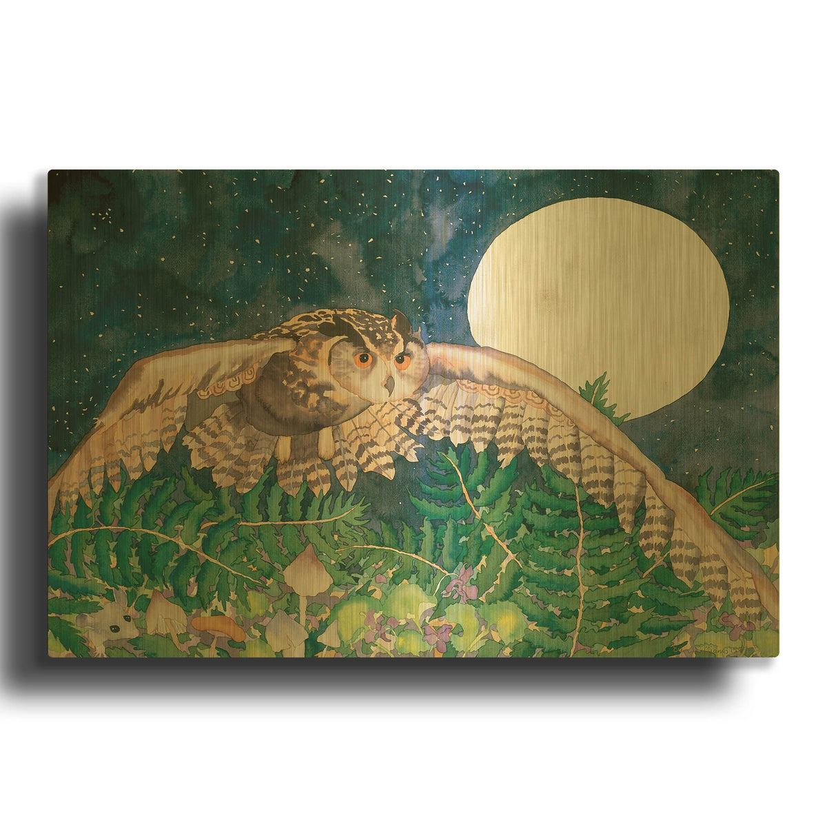 'Eagle Owl' By Carissa Luminess Gold Metal Wall Art