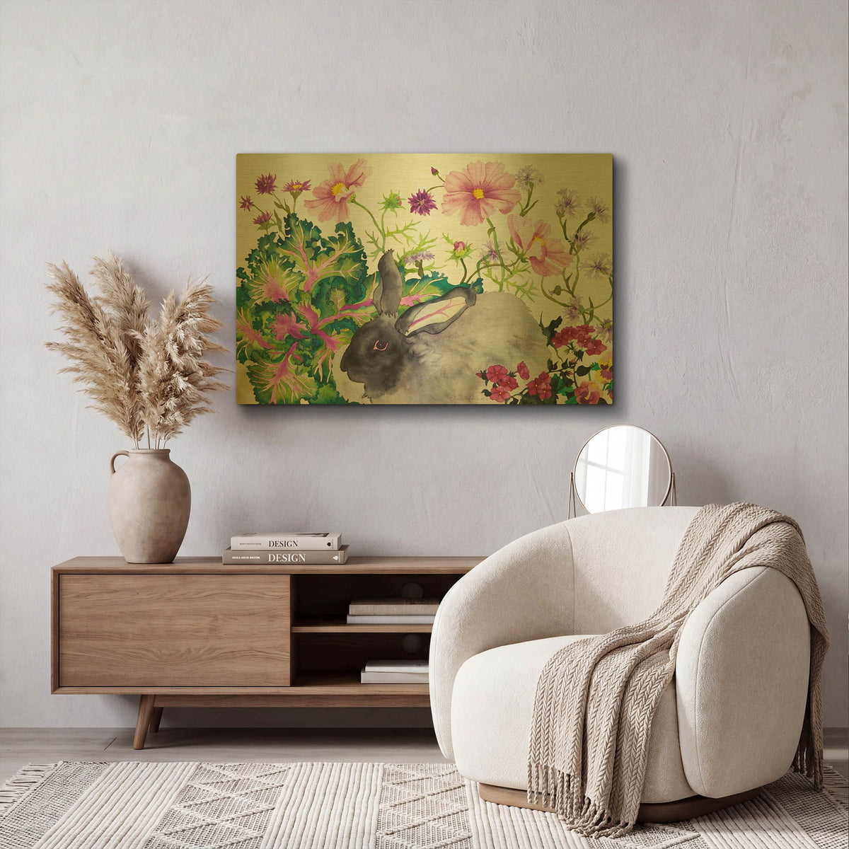'Hubert with Kale' By Carissa Luminess Gold Metal Wall Art