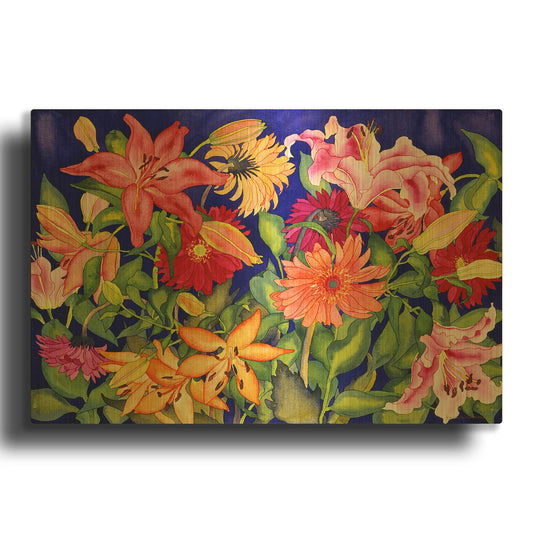 'Lilies and Gerbers' By Carissa Luminess Gold Metal Wall Art