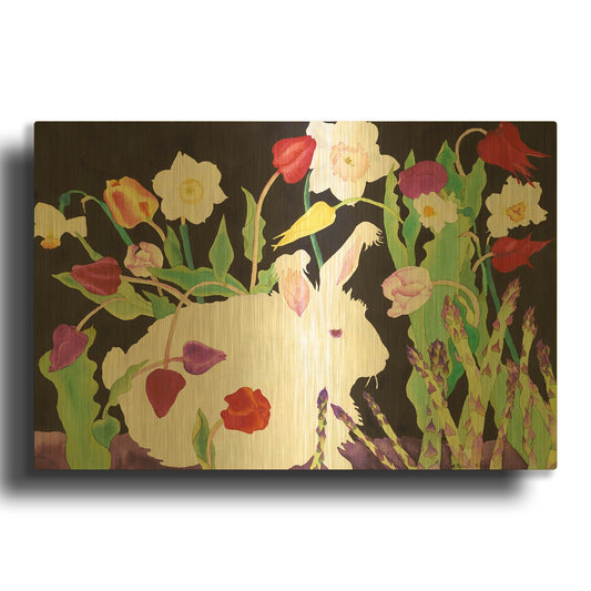 'Phoebe with Asparagus' By Carissa Luminess Gold Metal Wall Art