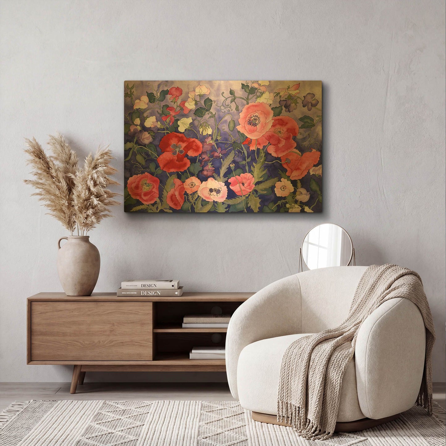 'Poppies and Sweet' By Carissa Luminess Gold Metal Wall Art