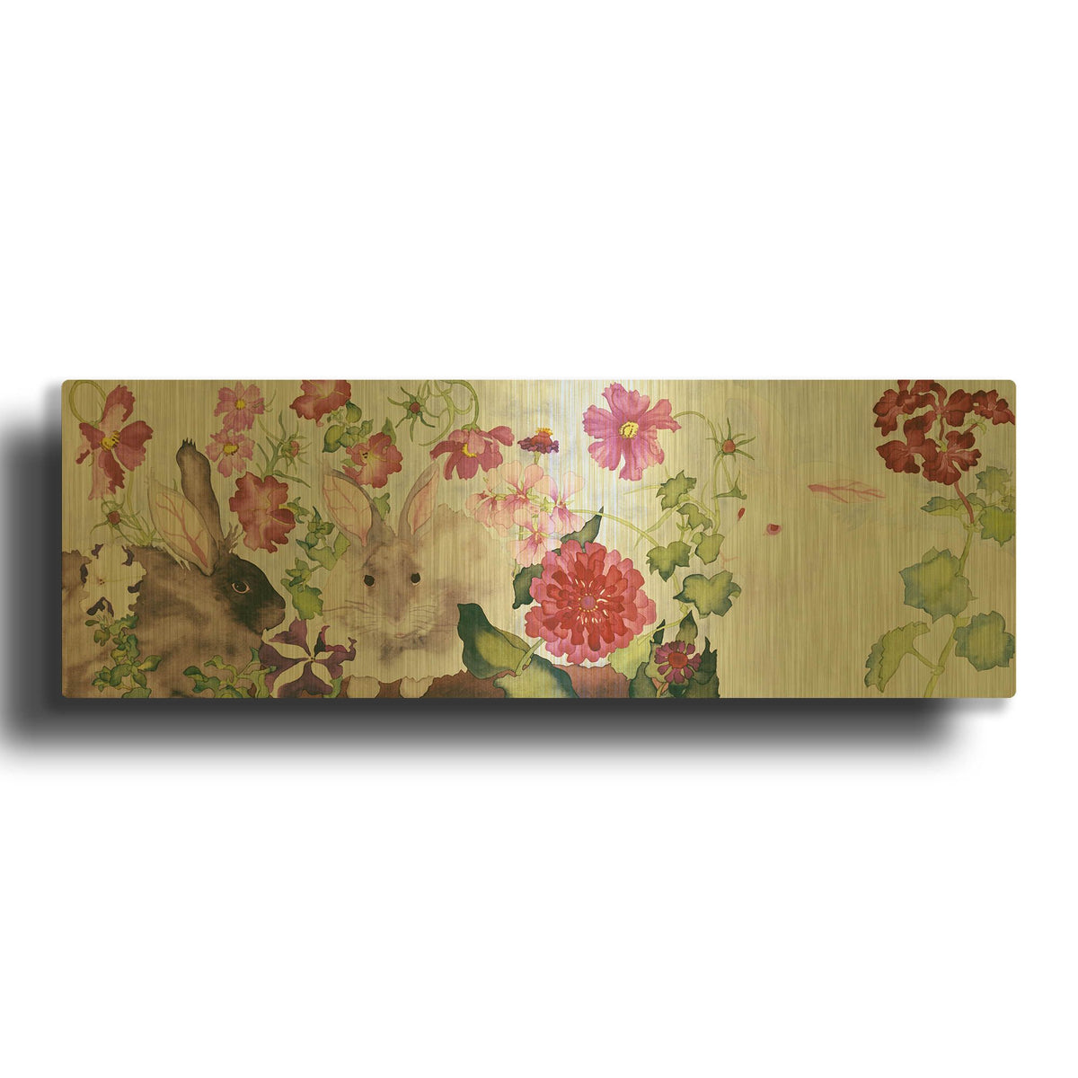 'Rabbit Family' By Carissa Luminess Gold Metal Wall Art
