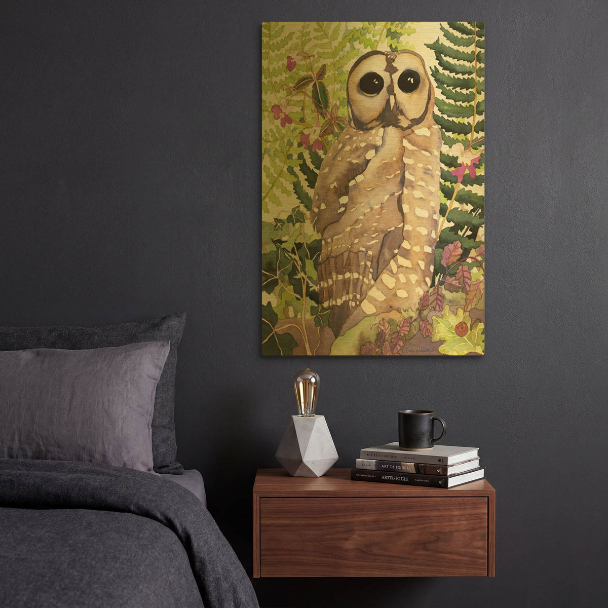 'Spotted Owl' By Carissa Luminess Gold Metal Wall Art