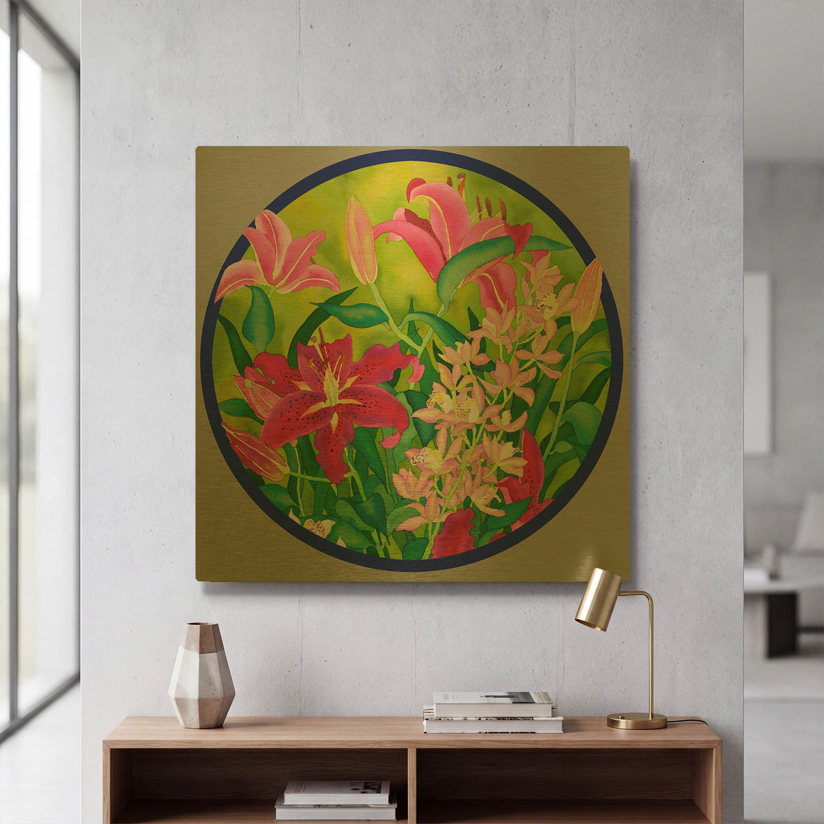 'Lilly Love-Circle' By Carissa Luminess Gold Metal Wall Art