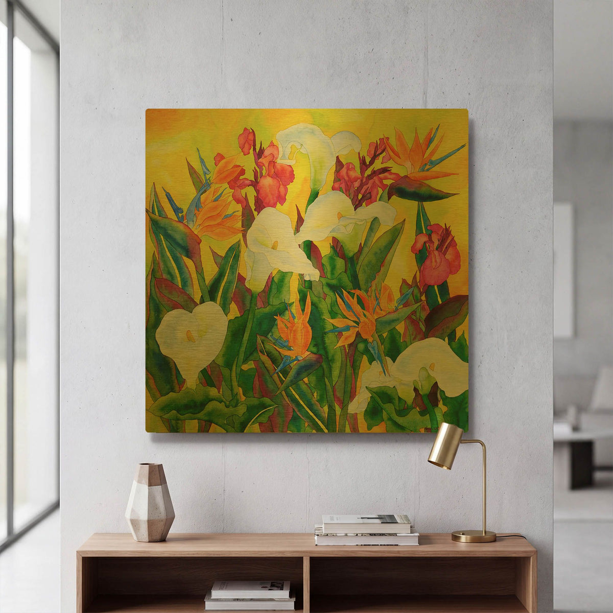 'Beautiful Santa Barbara- Square' By Carissa Luminess Gold Metal Wall Art