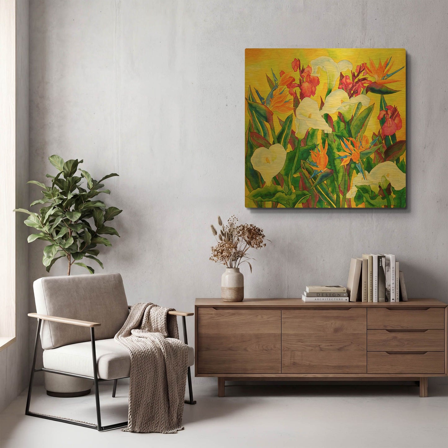 'Beautiful Santa Barbara- Square' By Carissa Luminess Gold Metal Wall Art