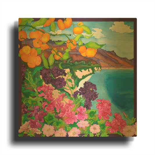 'Delicious Day- Square' By Carissa Luminess Gold Metal Wall Art