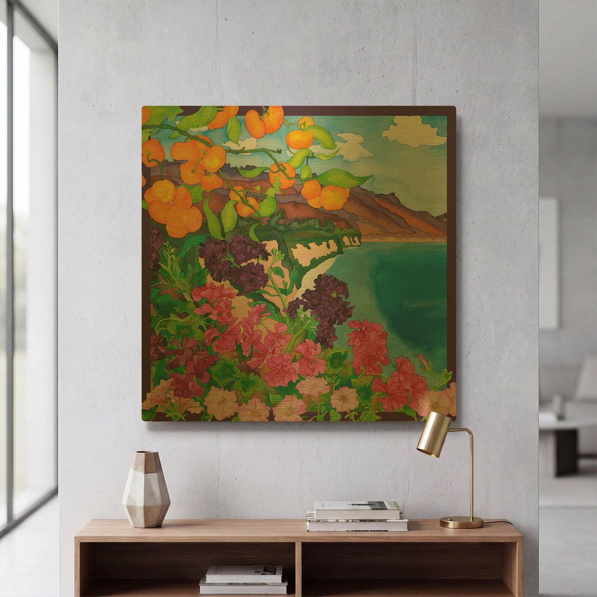 'Delicious Day- Square' By Carissa Luminess Gold Metal Wall Art