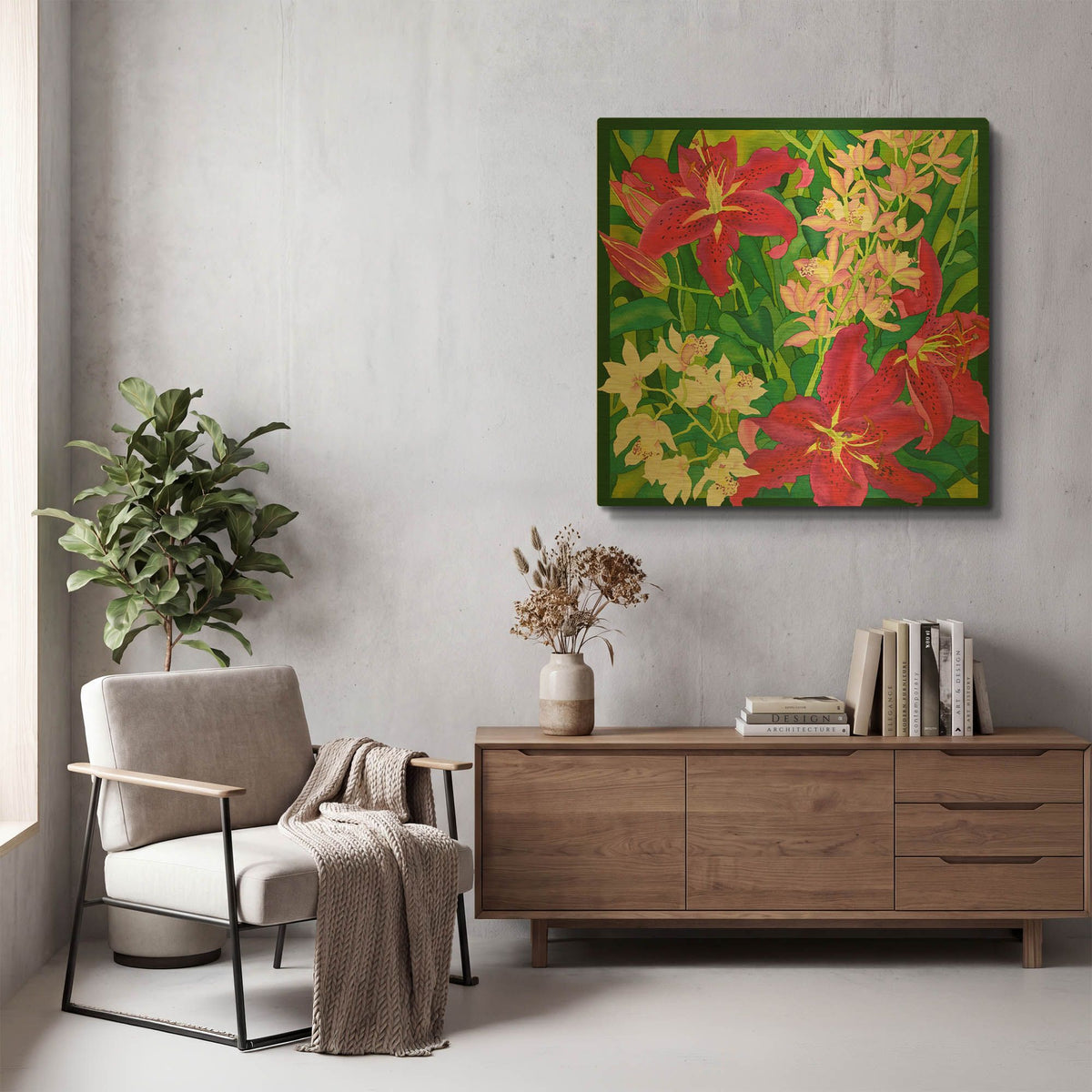 'Lilly Love - Square' By Carissa Luminess Gold Metal Wall Art
