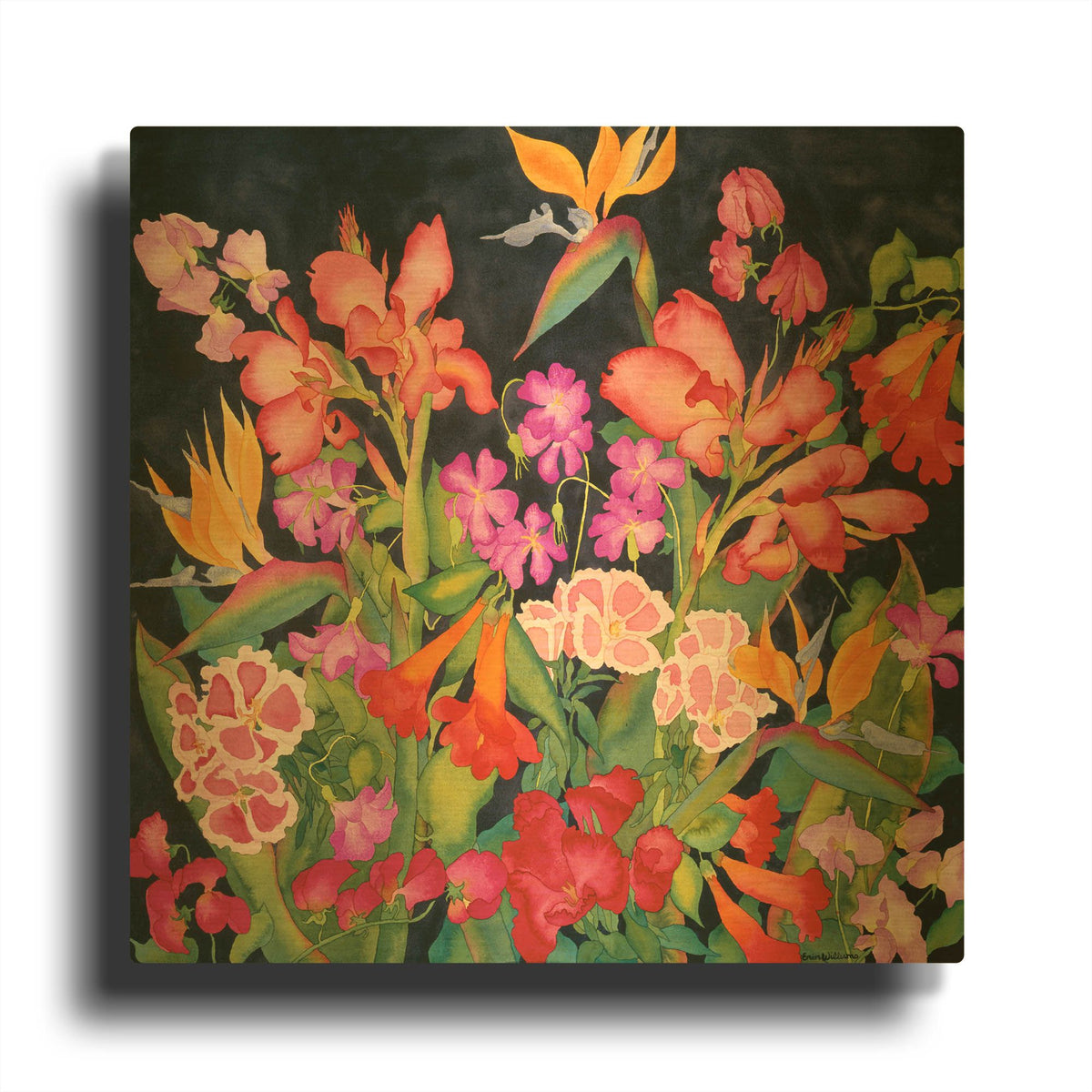 'Secret Garden - Square' By Carissa Luminess Gold Metal Wall Art