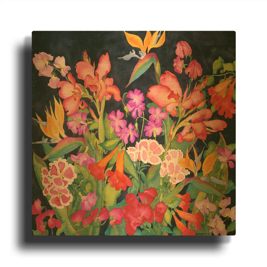 'Secret Garden - Square' By Carissa Luminess Gold Metal Wall Art