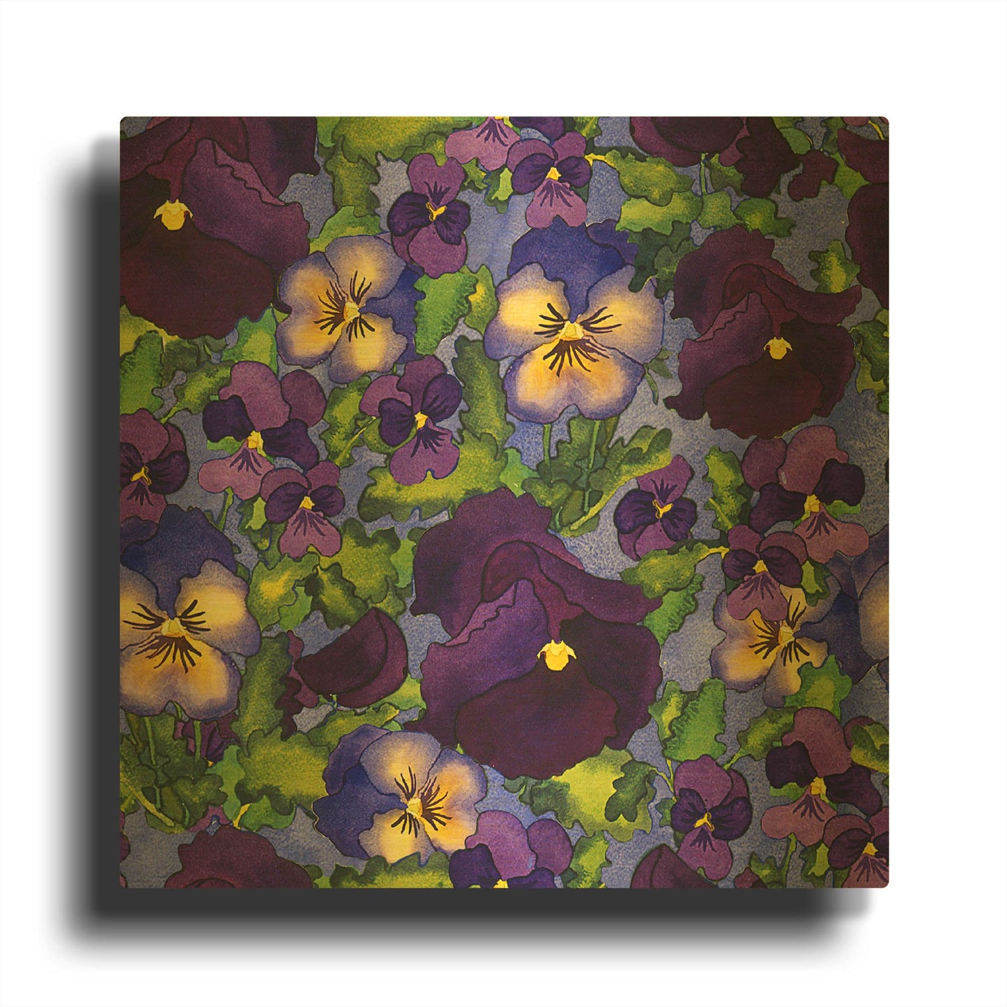 'Fertile Rising Pattern - Pansies' By Carissa Luminess Gold Metal Wall Art