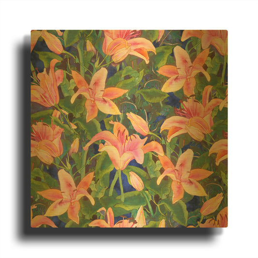 'Dance of Love- lily repeat' By Carissa Luminess Gold Metal Wall Art