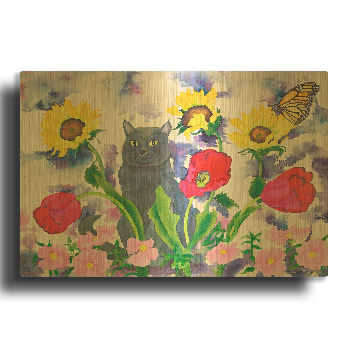 'Russian Blue' By Carissa Luminess Gold Metal Wall Art