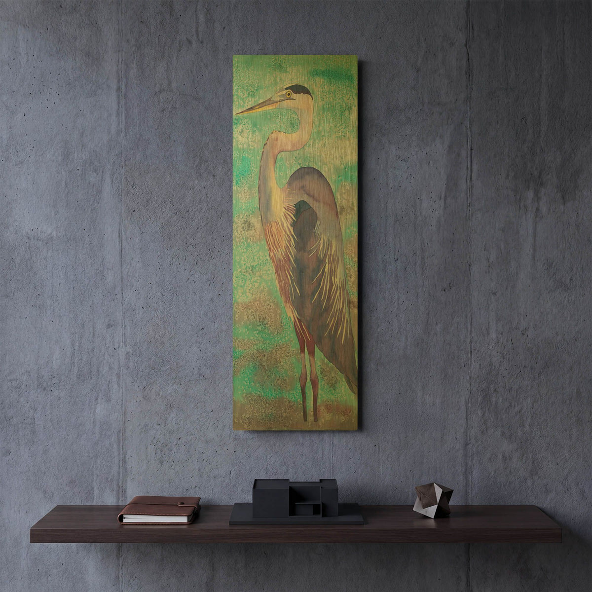 'Great Blue Heron' By Carissa Luminess Gold Metal Wall Art