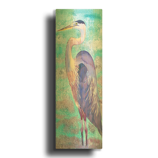 'Great Blue Heron' By Carissa Luminess Gold Metal Wall Art