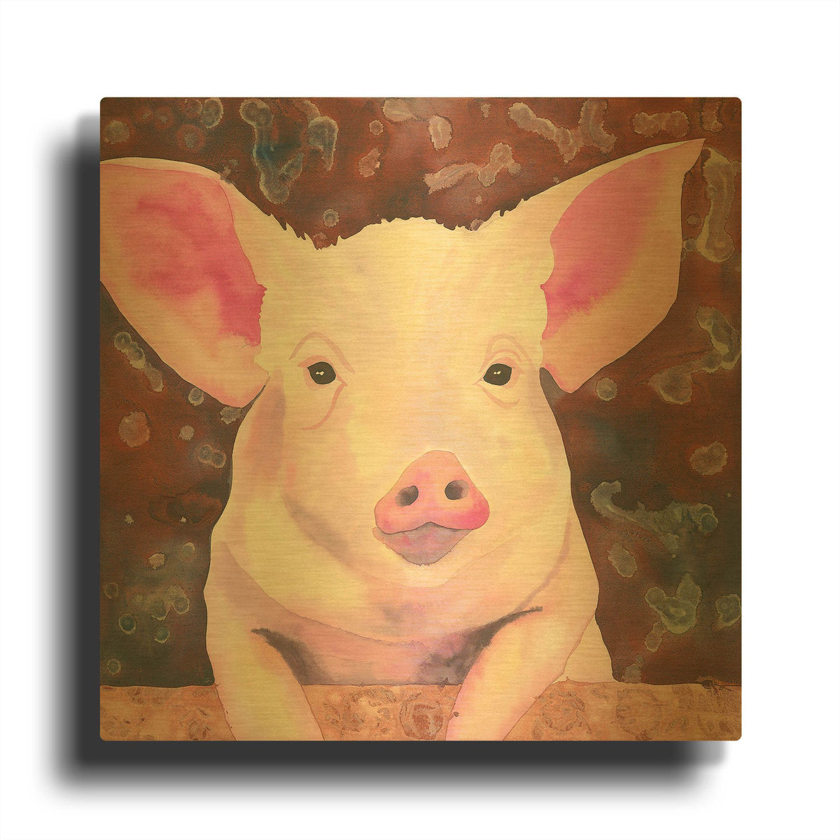 'Pig' By Carissa Luminess Gold Metal Wall Art