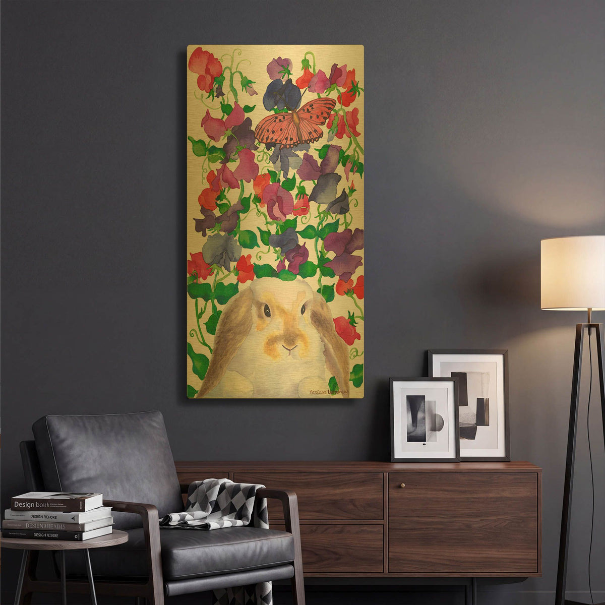 'Bunny Love' By Carissa Luminess Gold Metal Wall Art