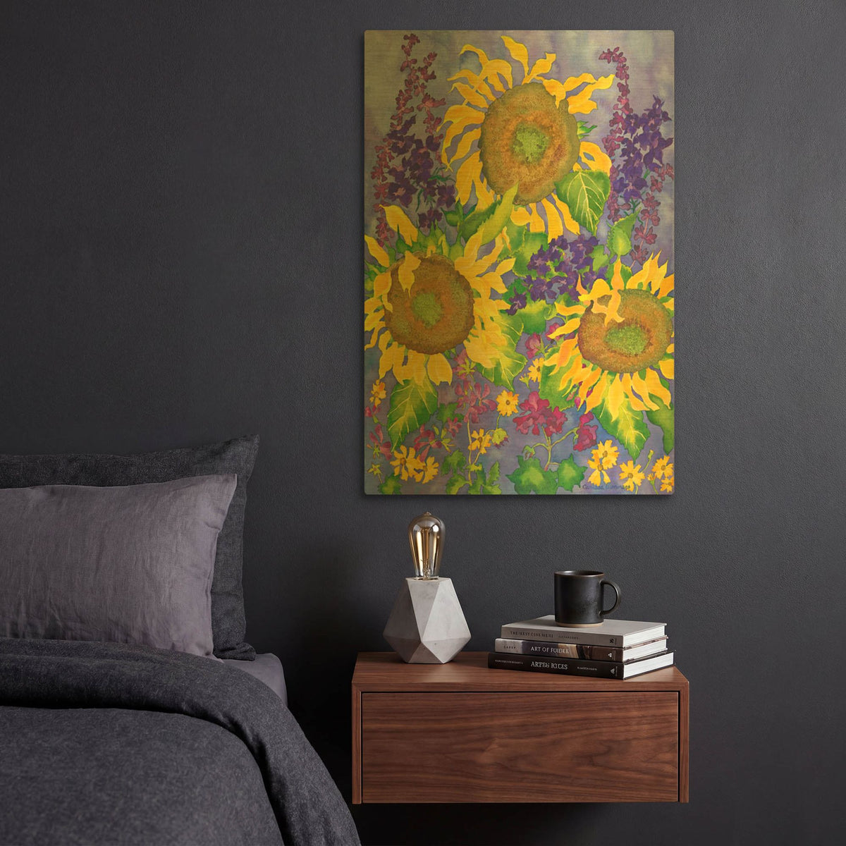 'Sunflower Power' By Carissa Luminess Gold Metal Wall Art
