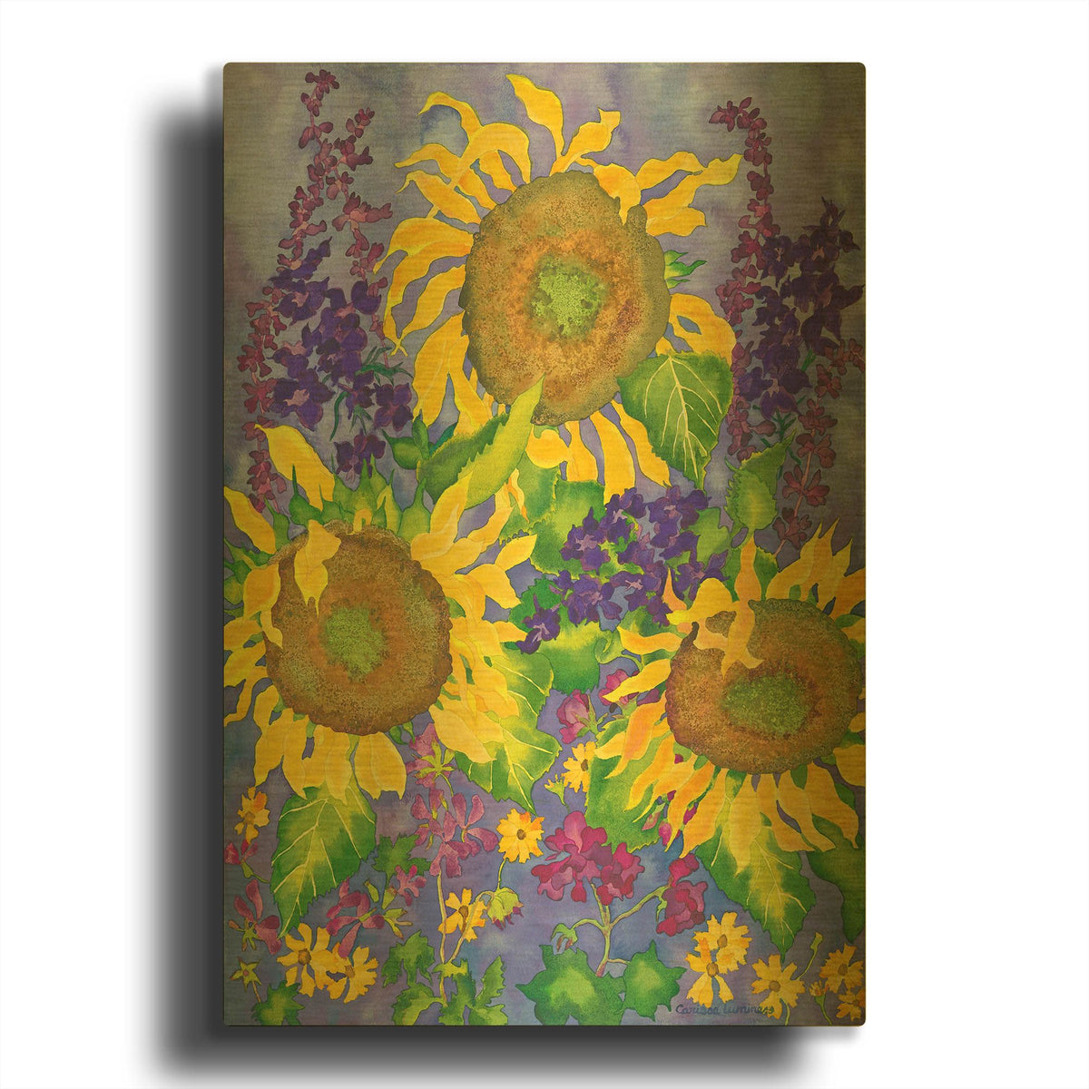'Sunflower Power' By Carissa Luminess Gold Metal Wall Art
