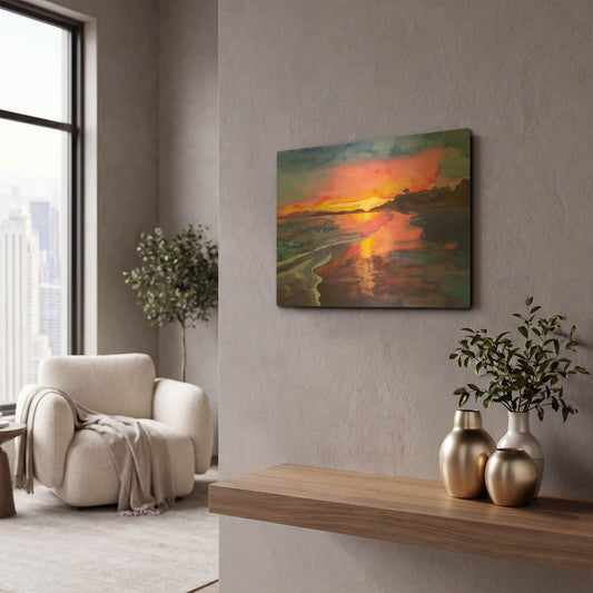 'Abstract Sunset' By Carissa Luminess Gold Metal Wall Art