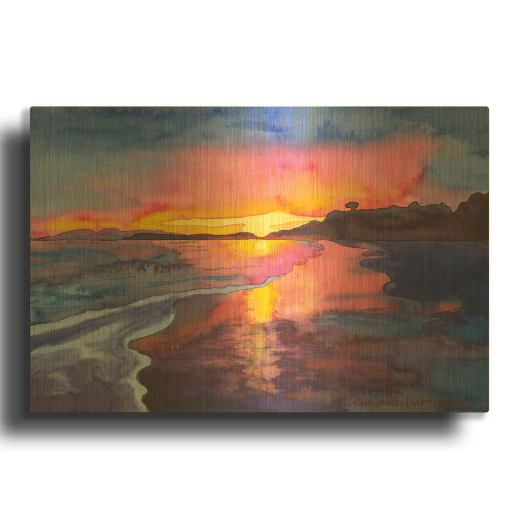 'Abstract Sunset' By Carissa Luminess Gold Metal Wall Art