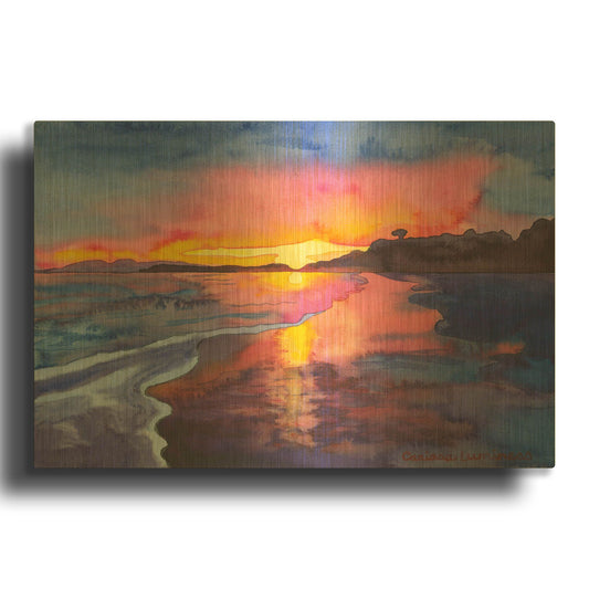 'Abstract Sunset' By Carissa Luminess Gold Metal Wall Art