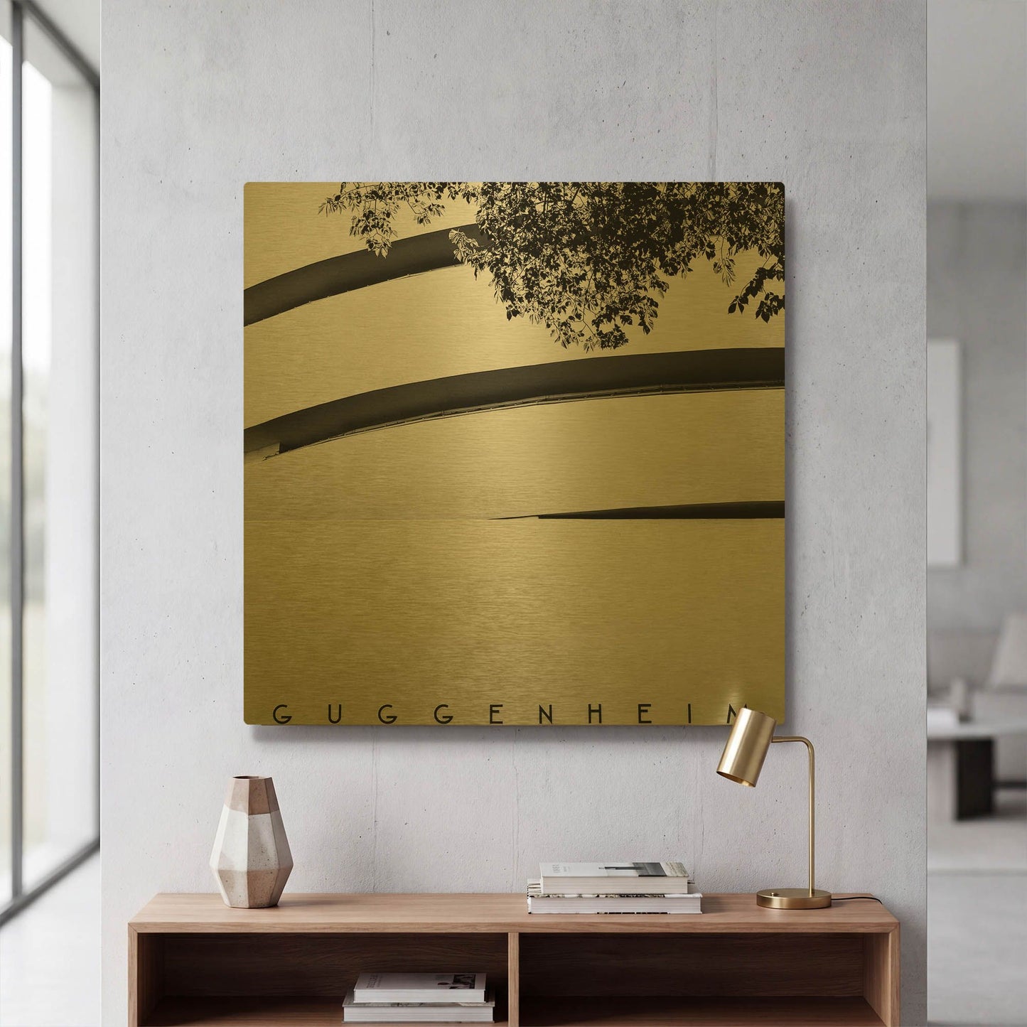 'NYC Guggenheim' By Nina Papiorek Gold Metal Wall Art