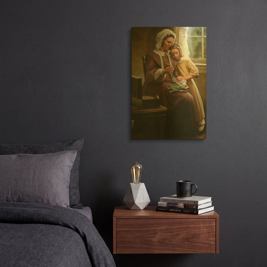 'A Stitch In Time' By David Lindsley Gold Metal Wall Art