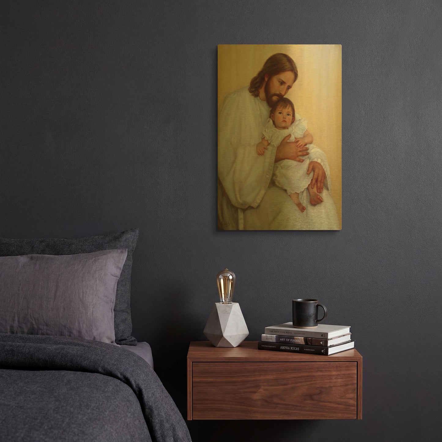 'Safely In His Arms' By David Lindsley Gold Metal Wall Art