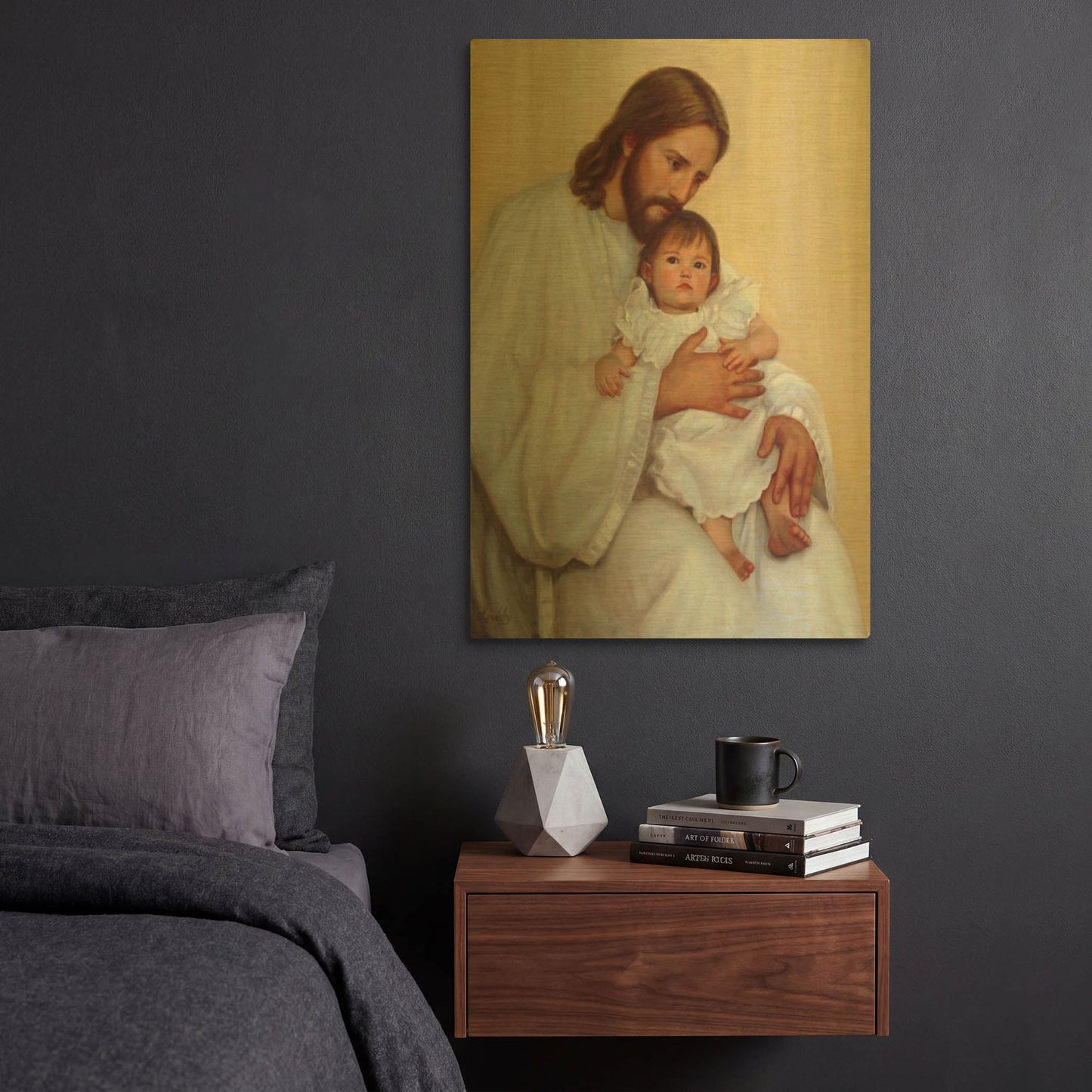 'Safely In His Arms' By David Lindsley Gold Metal Wall Art