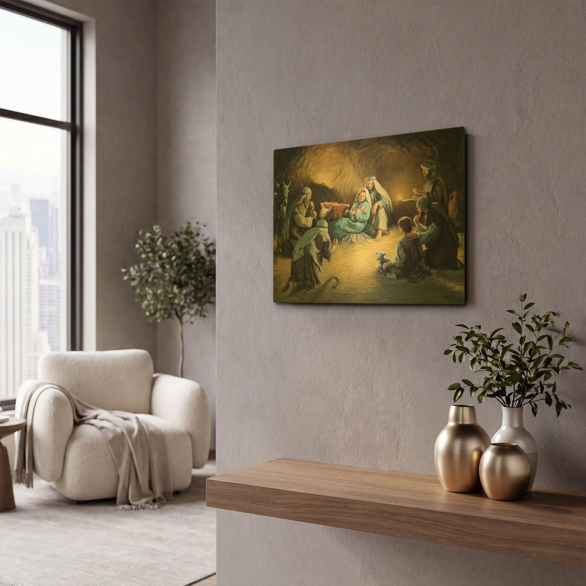 'Nativity' By David Lindsley Gold Metal Wall Art
