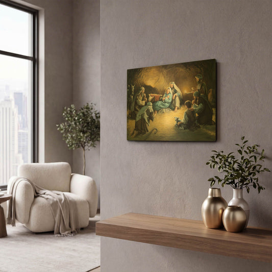 'Nativity' By David Lindsley Gold Metal Wall Art