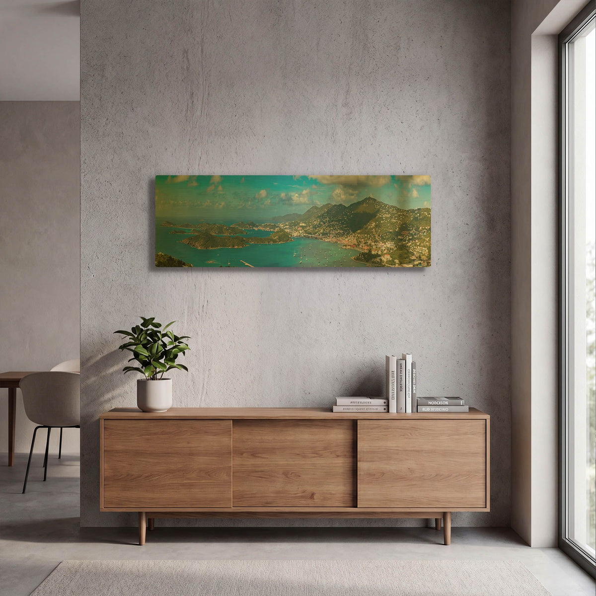 'Saint Thomas US Virgin Islands Panorama' By AKG Gold Metal Wall Art