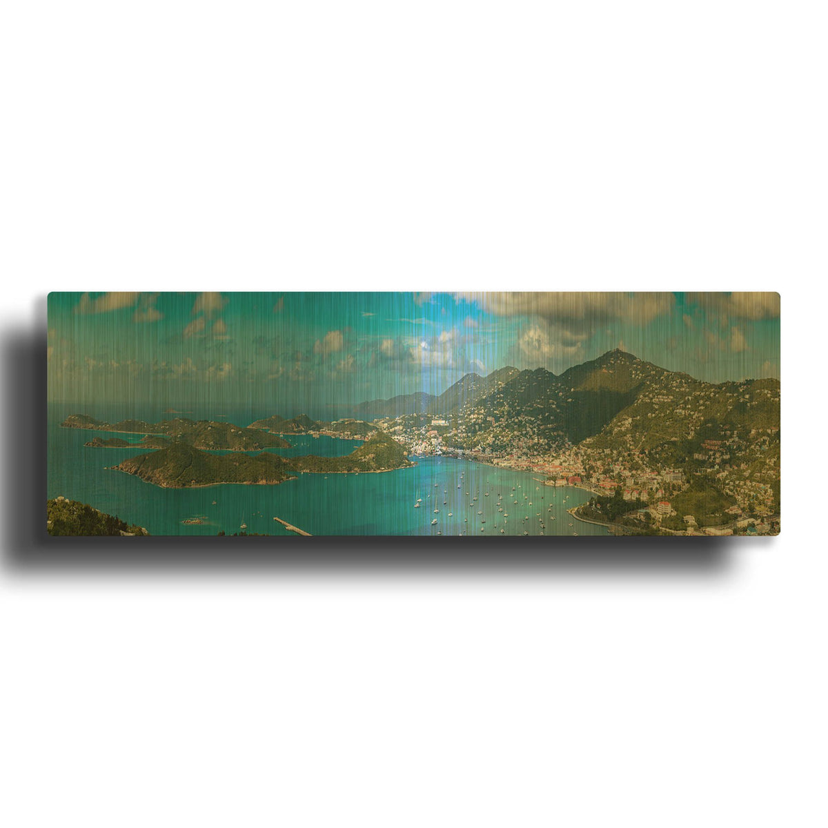 'Saint Thomas US Virgin Islands Panorama' By AKG Gold Metal Wall Art