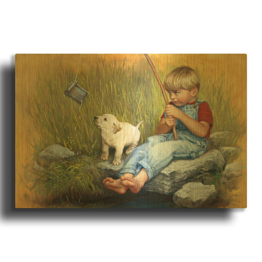'Fishing Blues' By David Lindsley Gold Metal Wall Art