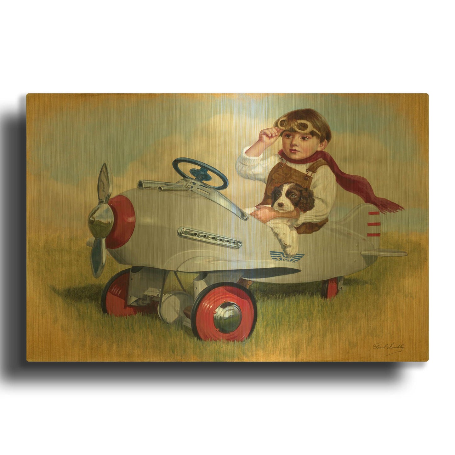 '1941 Steelcraft Pursuit Plane' By David Lindsley Gold Metal Wall Art