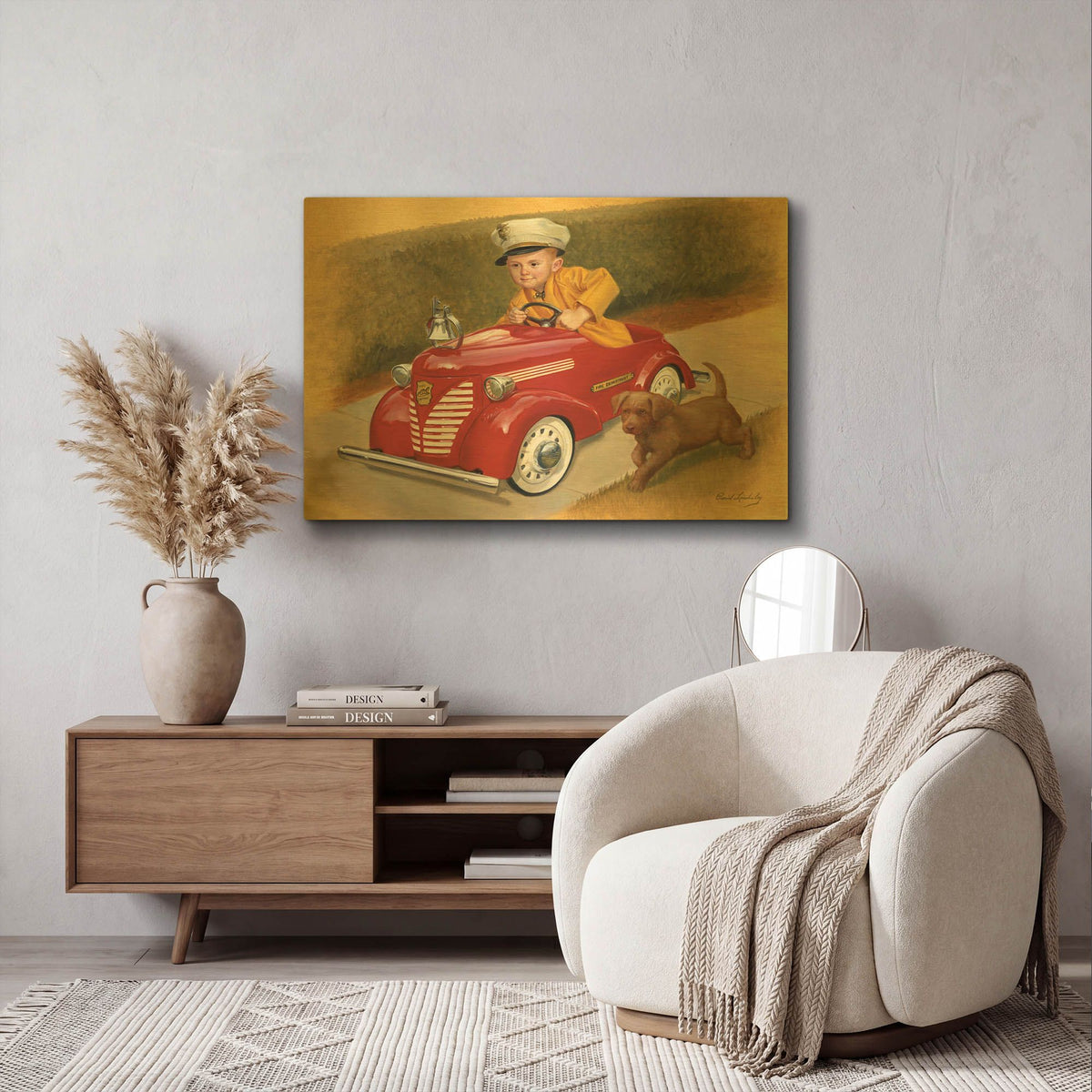 '1937 Garton Ford Fire Chief' By David Lindsley Gold Metal Wall Art