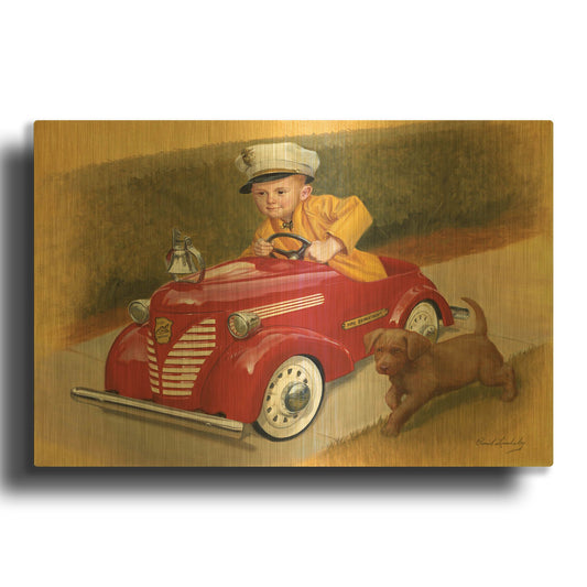 '1937 Garton Ford Fire Chief' By David Lindsley Gold Metal Wall Art