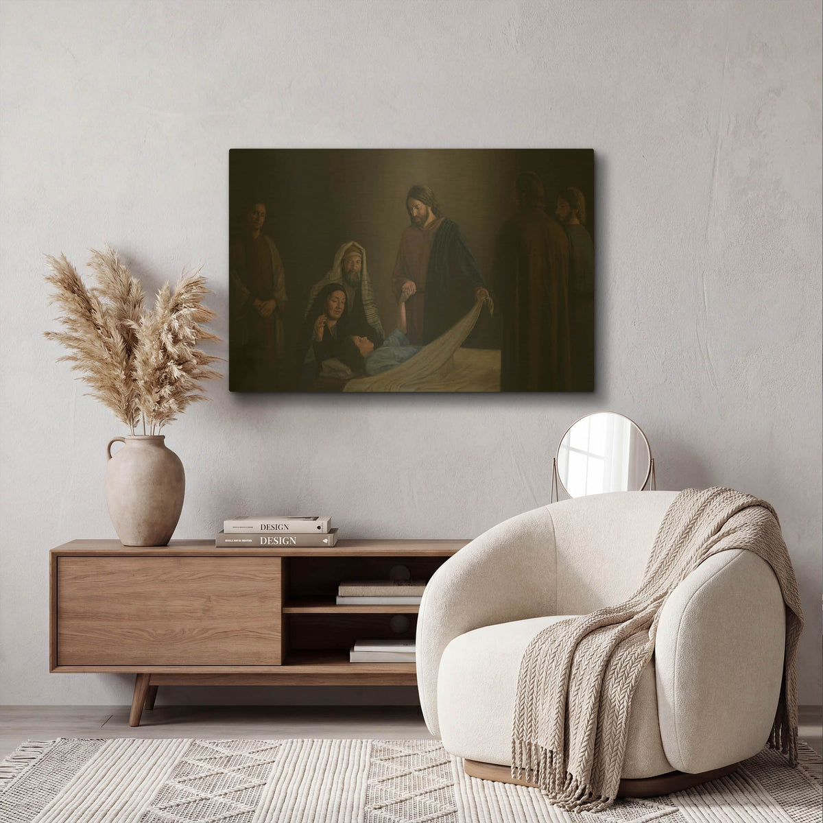 'Jesus Raising The Daughter Of Jairus' By David Lindsley Gold Metal Wall Art