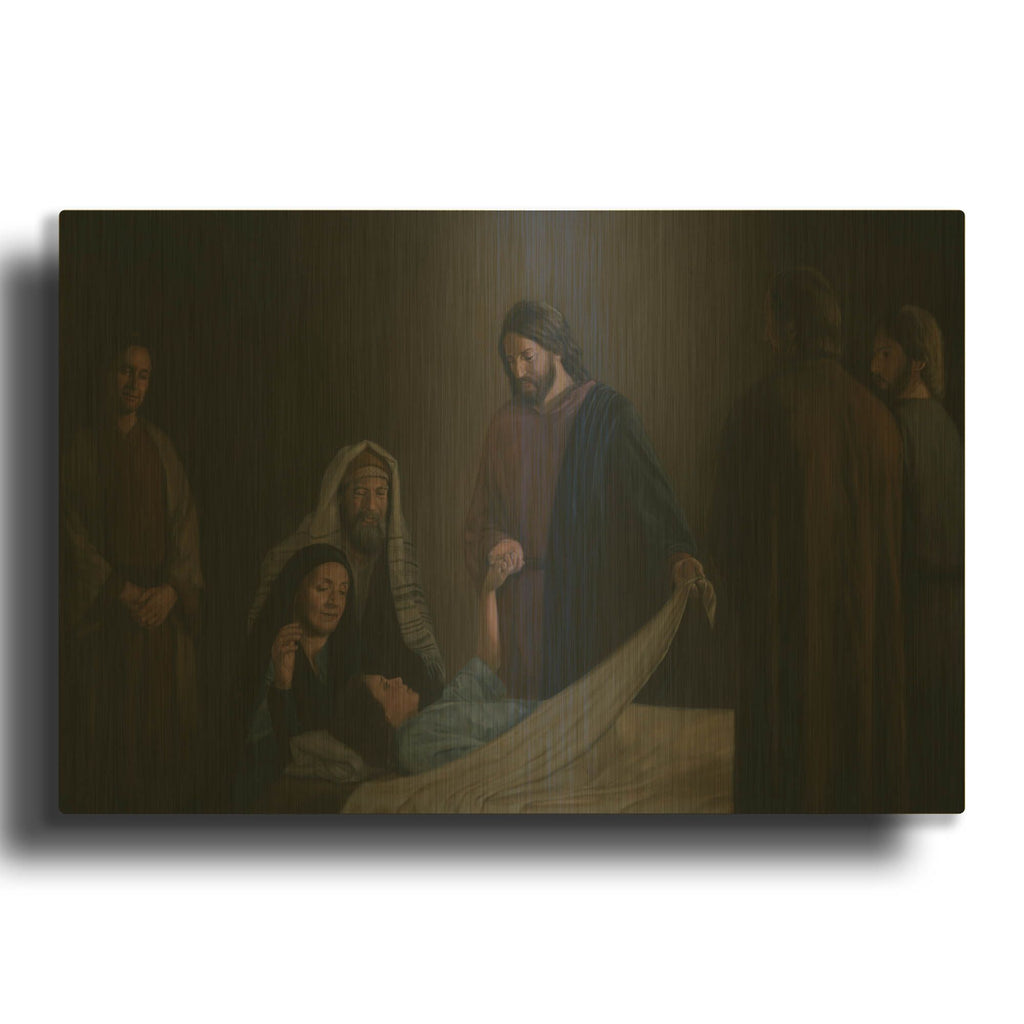 'Jesus Raising The Daughter Of Jairus' By David Lindsley Gold Metal Wall Art