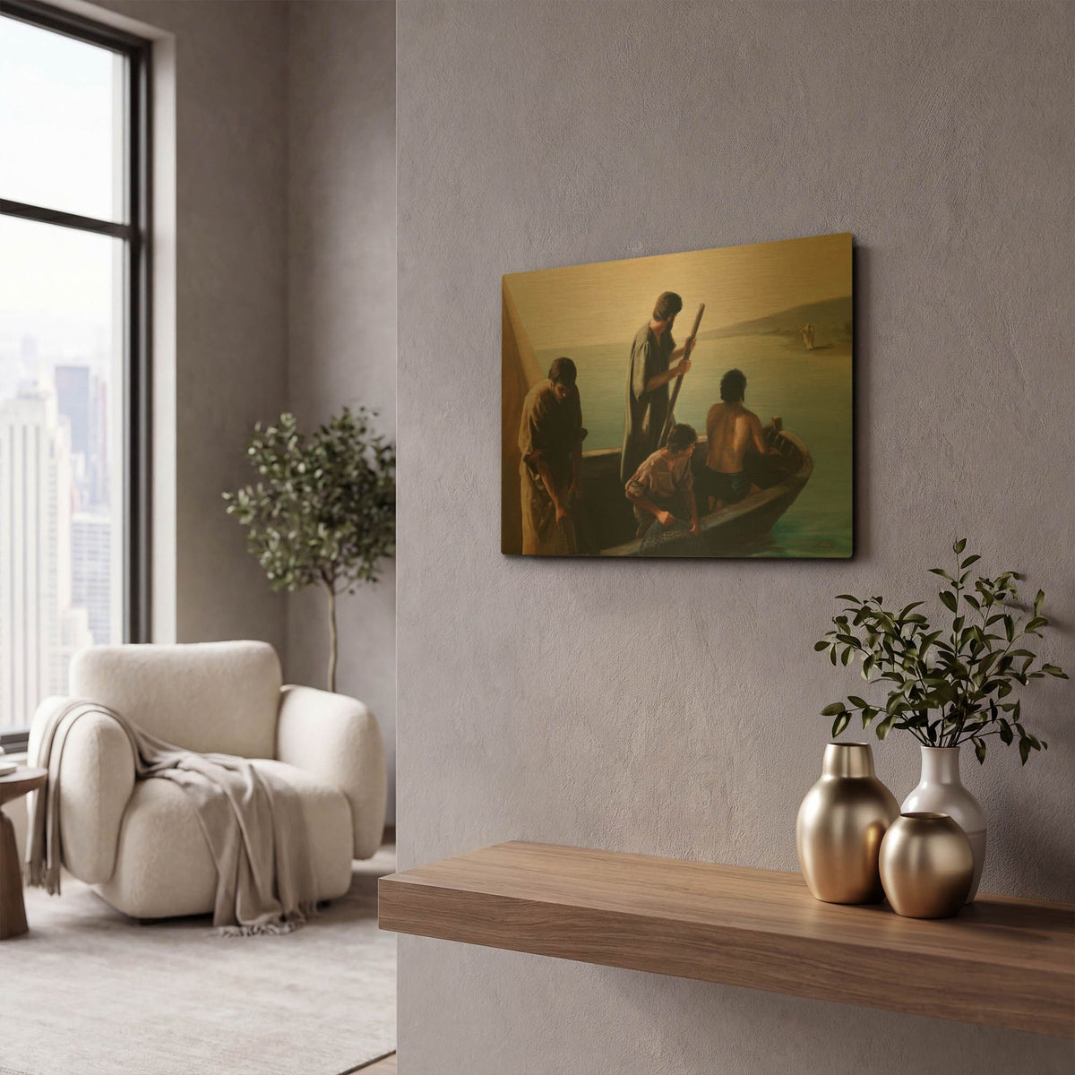 'Christ Calling To Disciples' By David Lindsley Gold Metal Wall Art